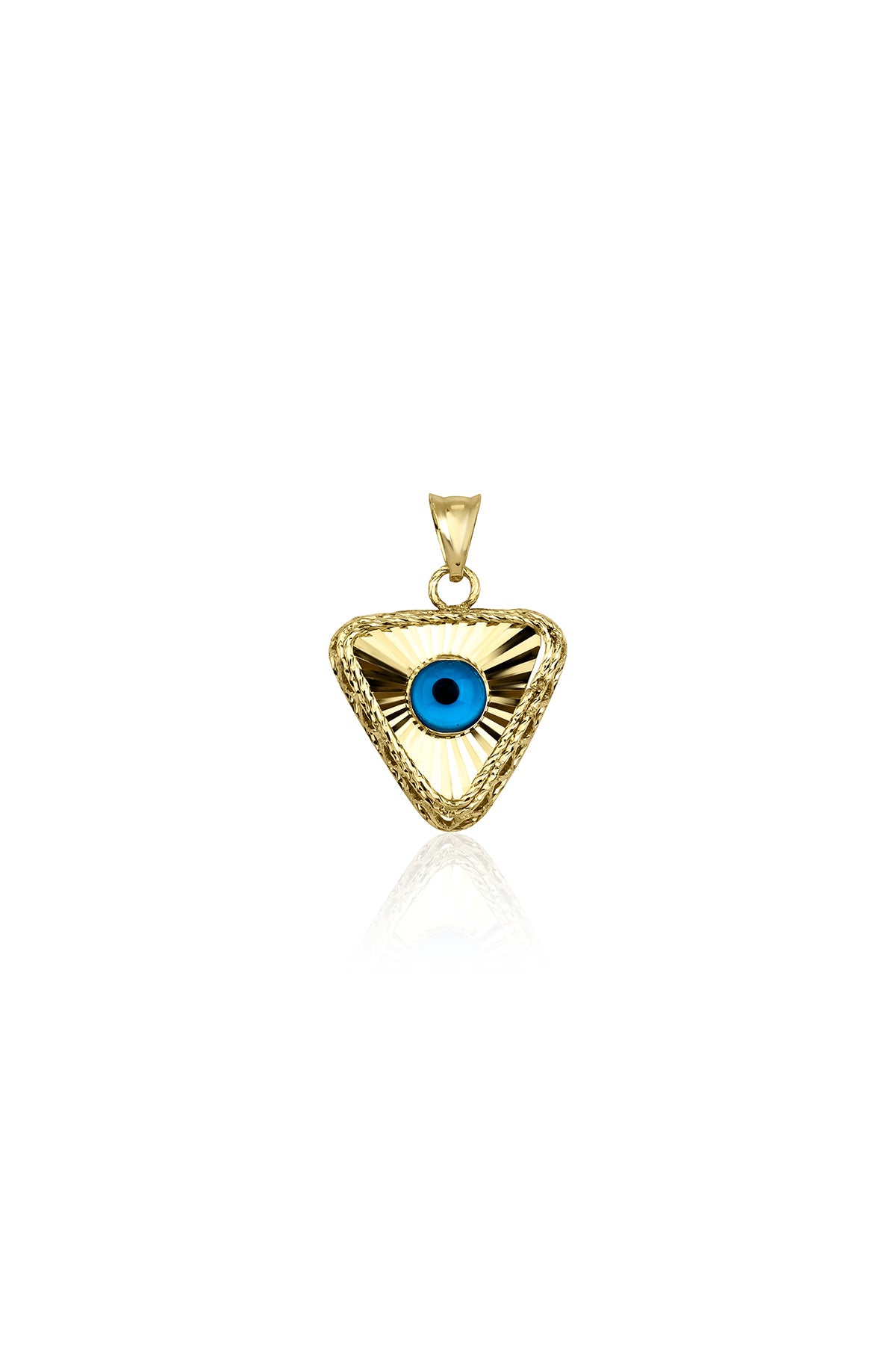 14K Gold Triangle Bright Evil Eye Charm