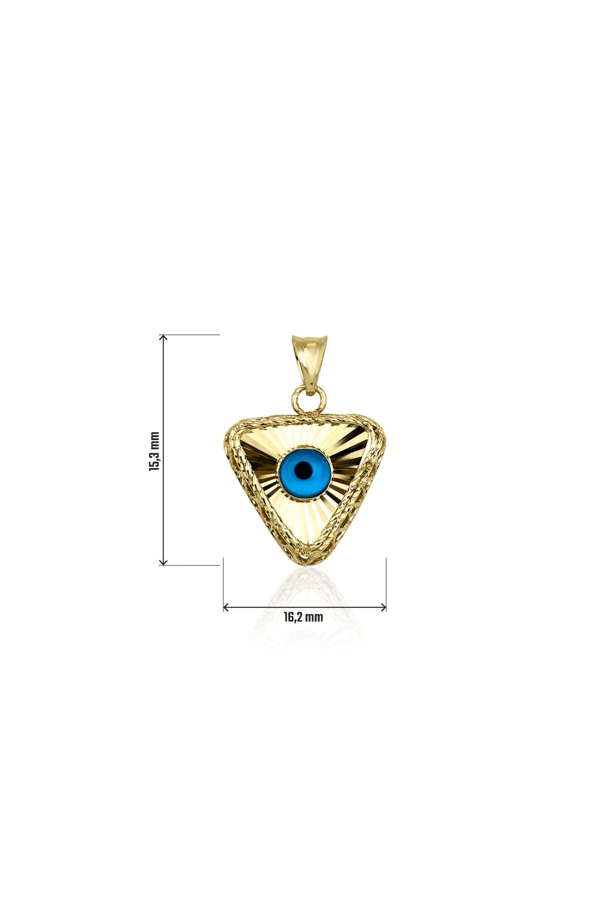 14K Gold Triangle Bright Evil Eye Charm