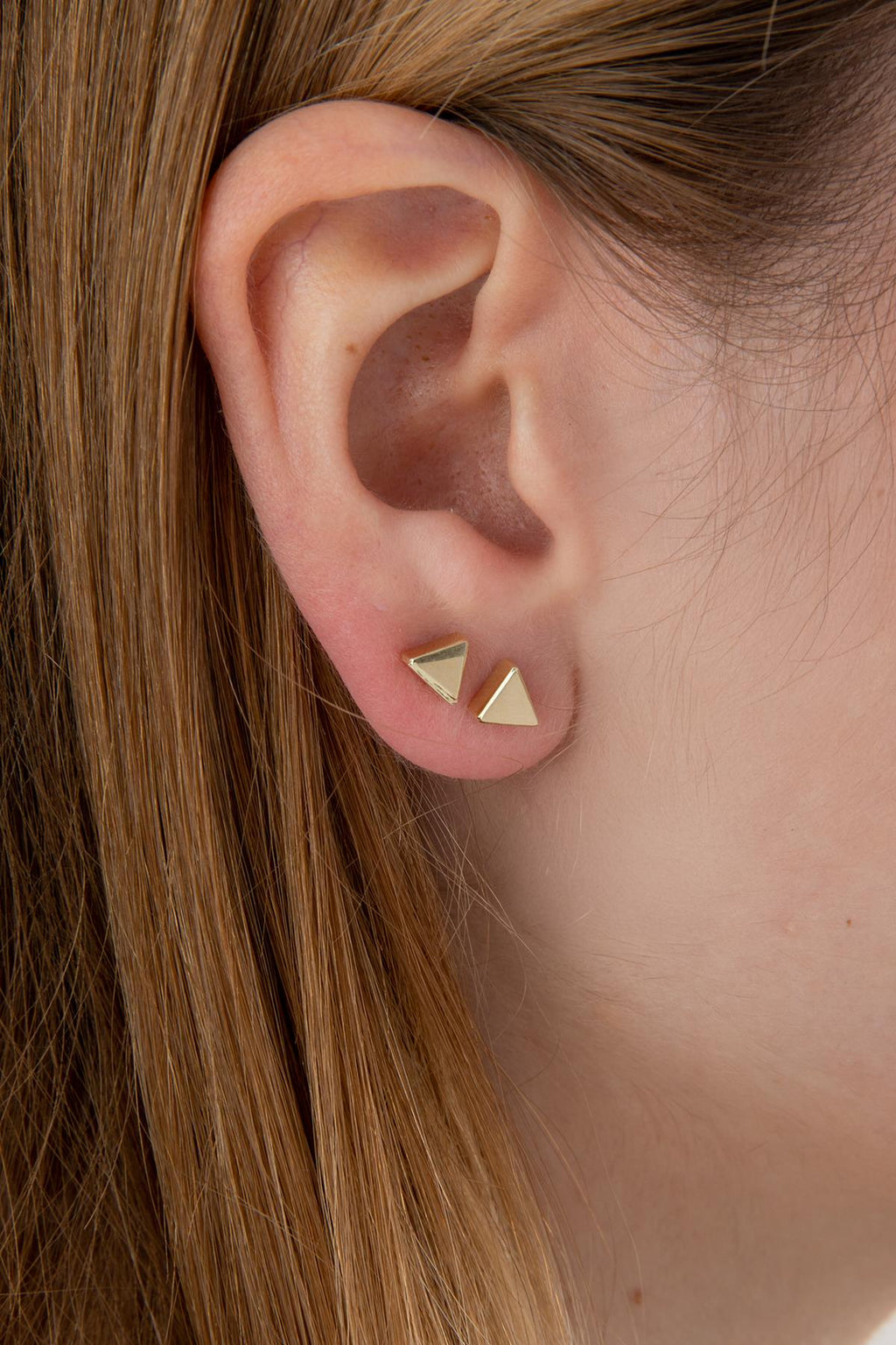 14ct Gold Triangle Shape Stud Earrings