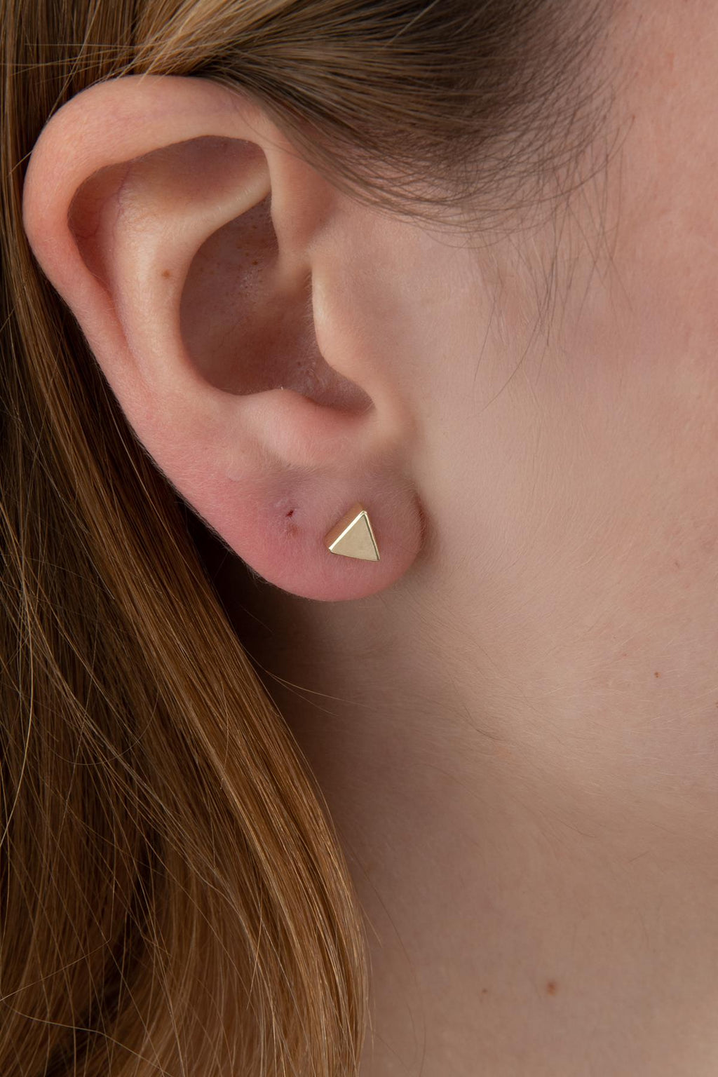 14ct Gold Triangle Shape Stud Earrings