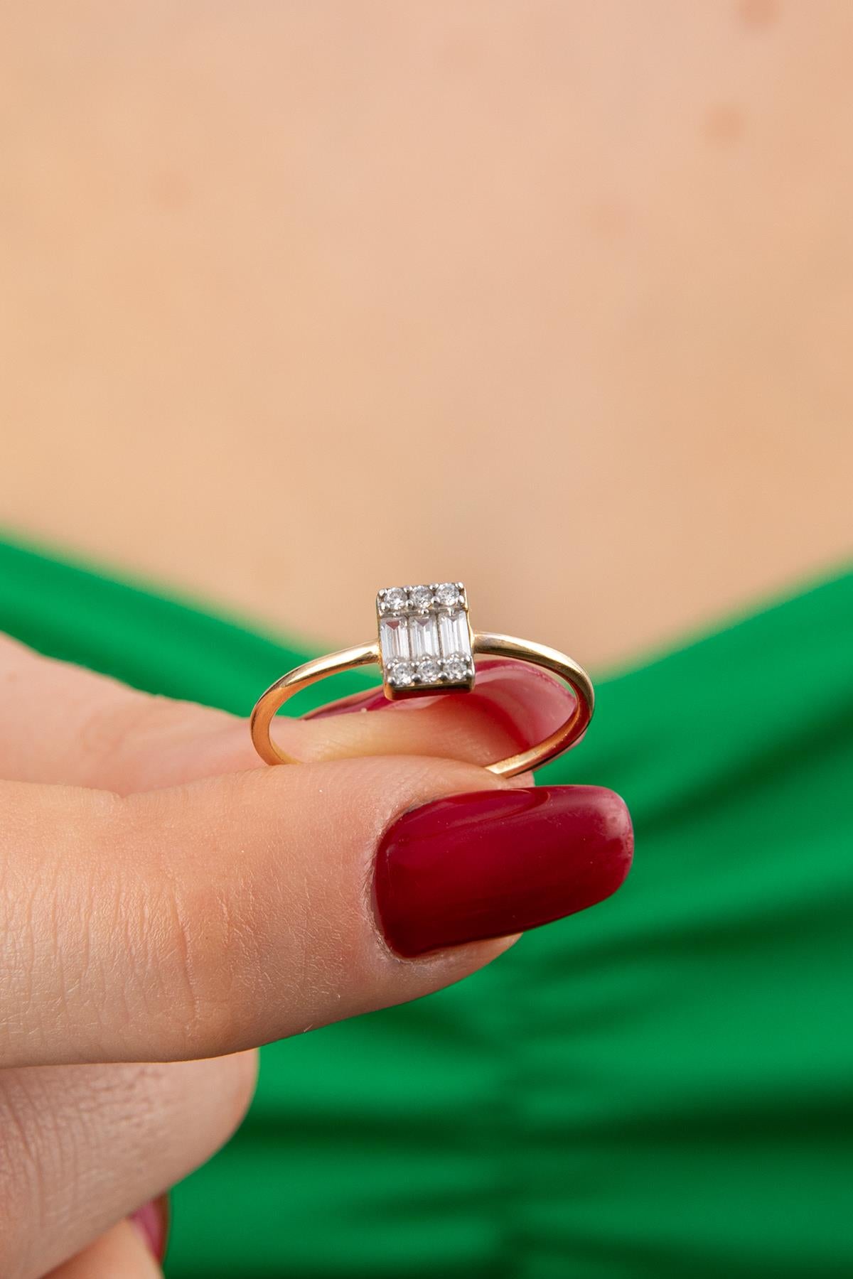 14ct Gold Triple Baguette Ring