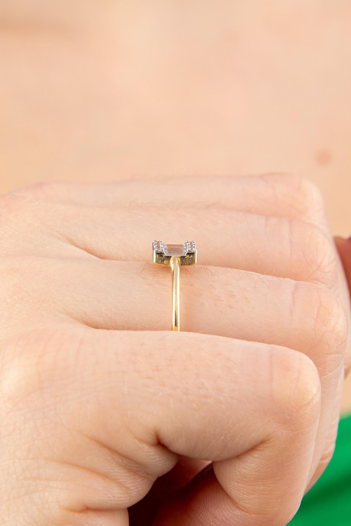 14ct Gold Triple Baguette Ring