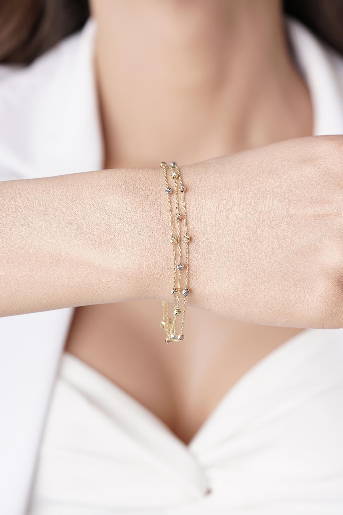 14ct Gold Triple Row Dorica Bracelet