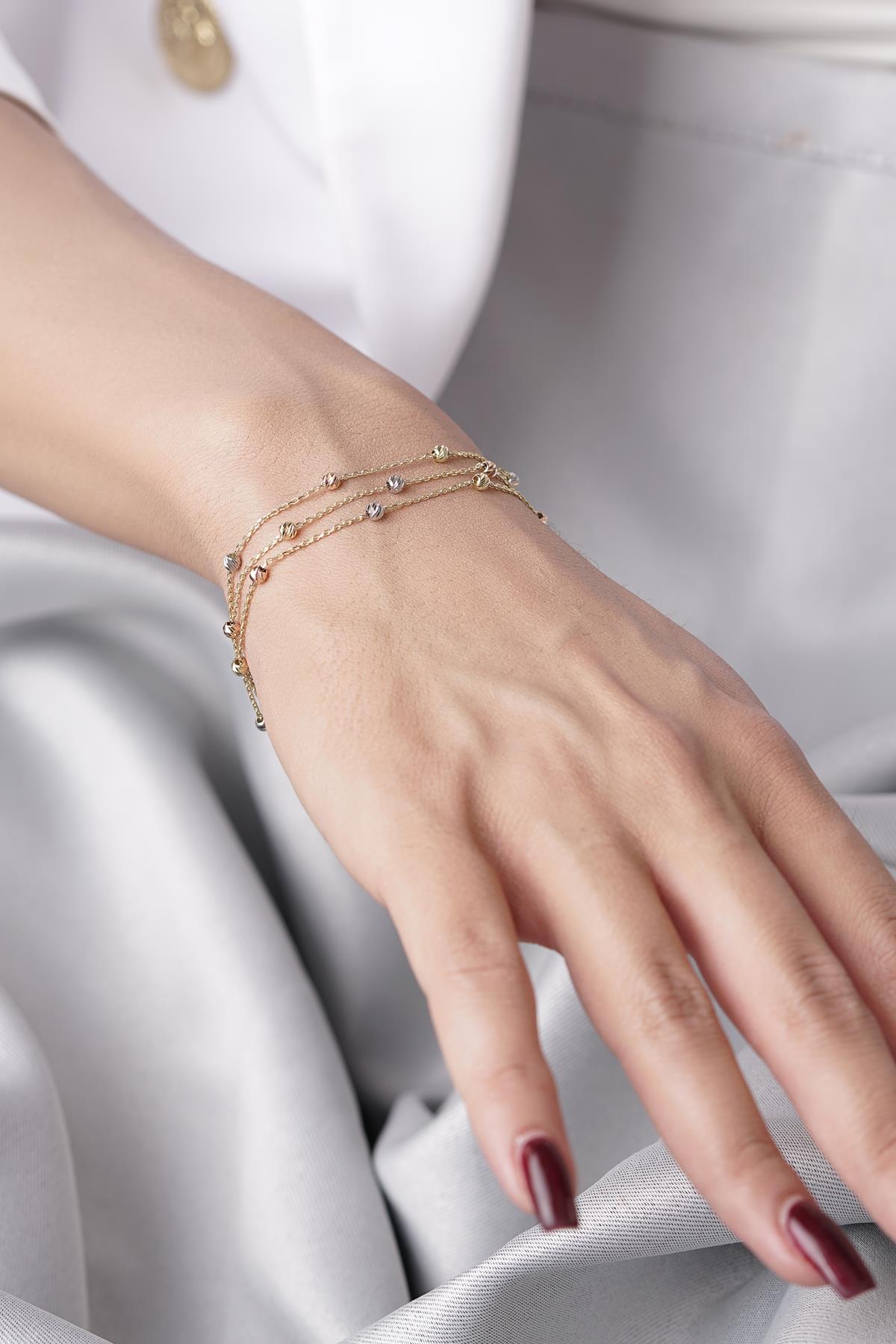 14ct Gold Triple Row Dorica Bracelet