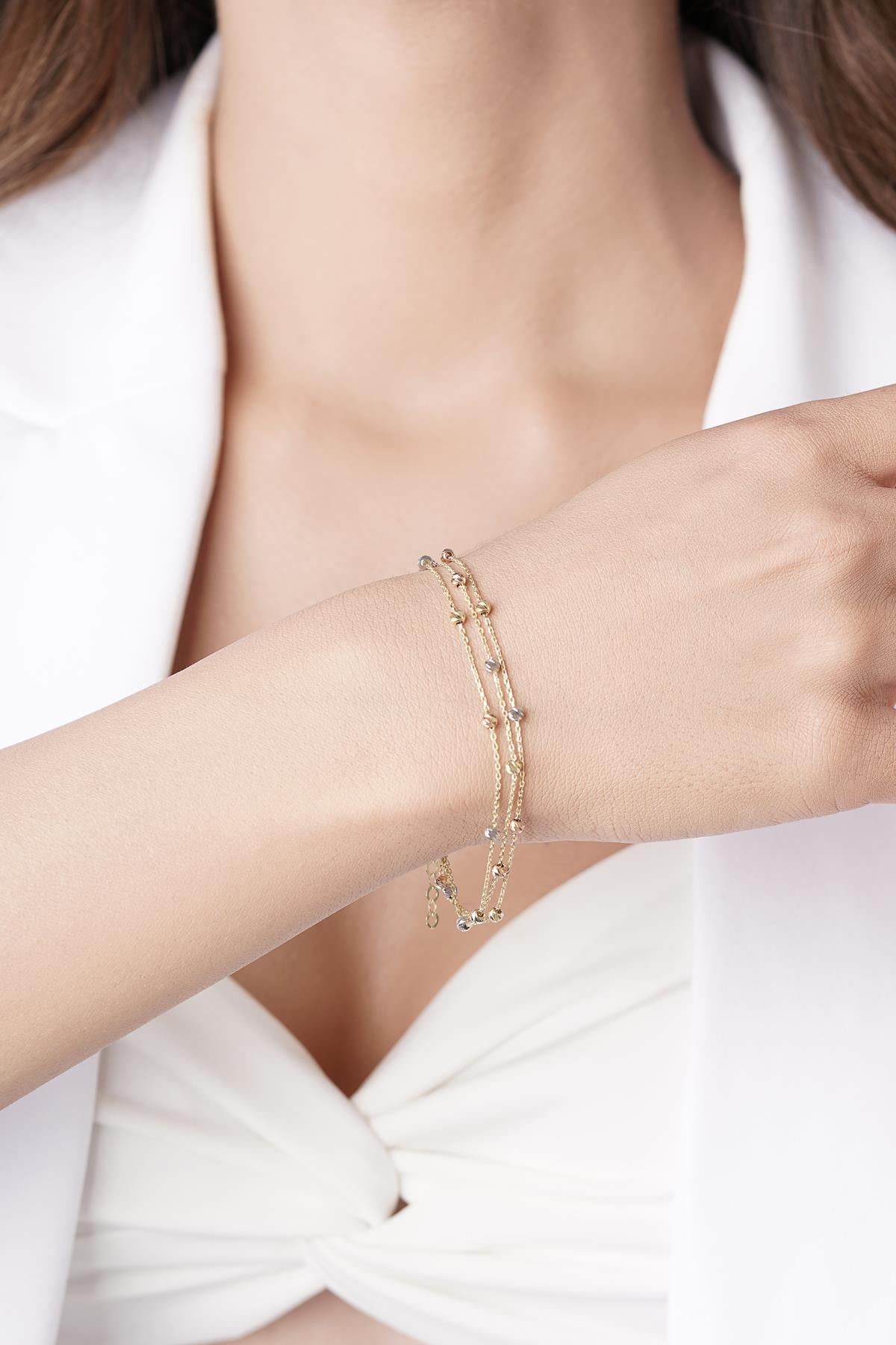 14ct Gold Triple Row Dorica Bracelet