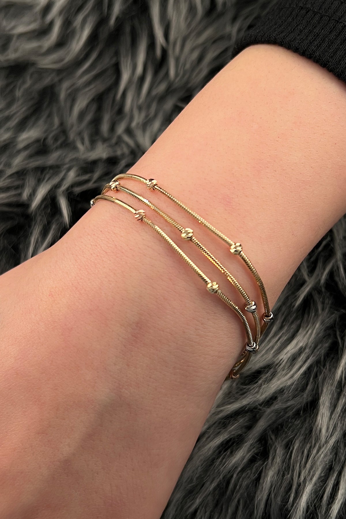 14ct Gold Triple Row Dorica Sparkling Chain Bracelet