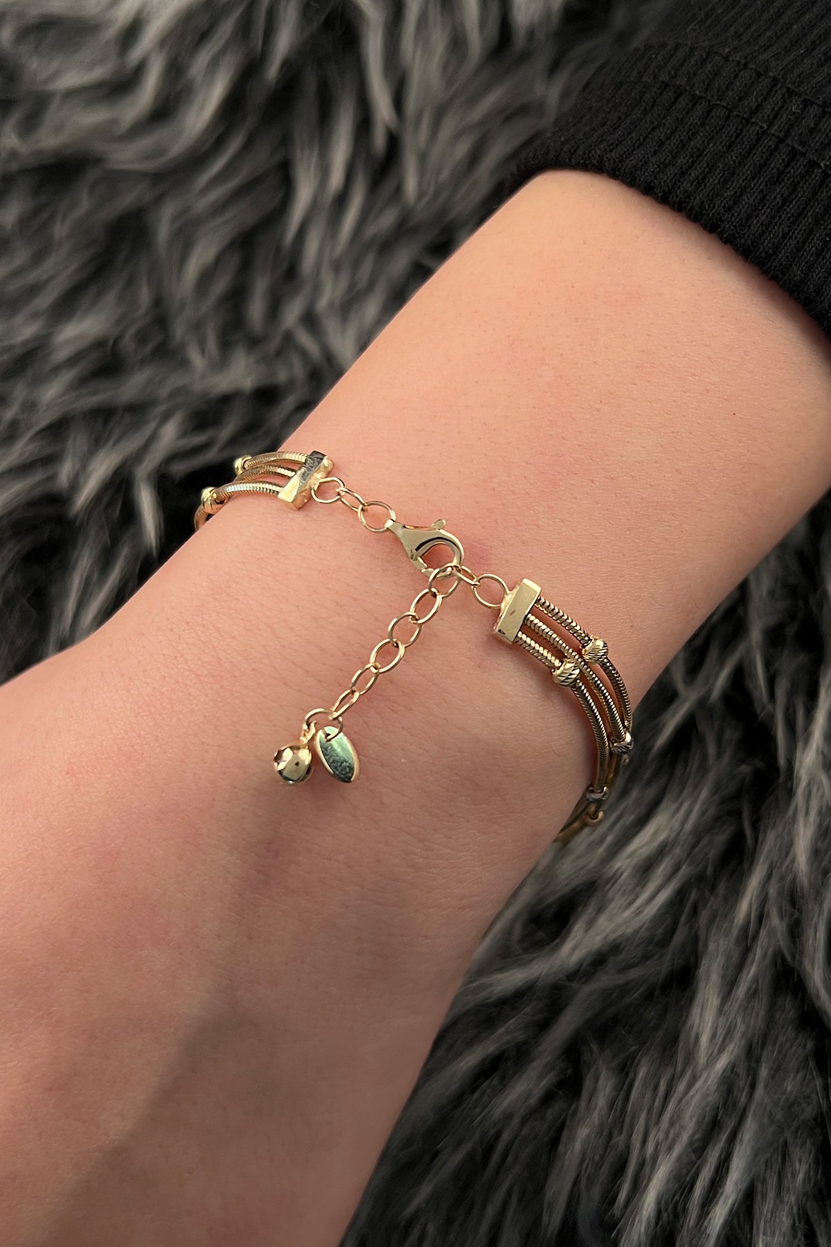 14ct Gold Triple Row Dorica Sparkling Chain Bracelet