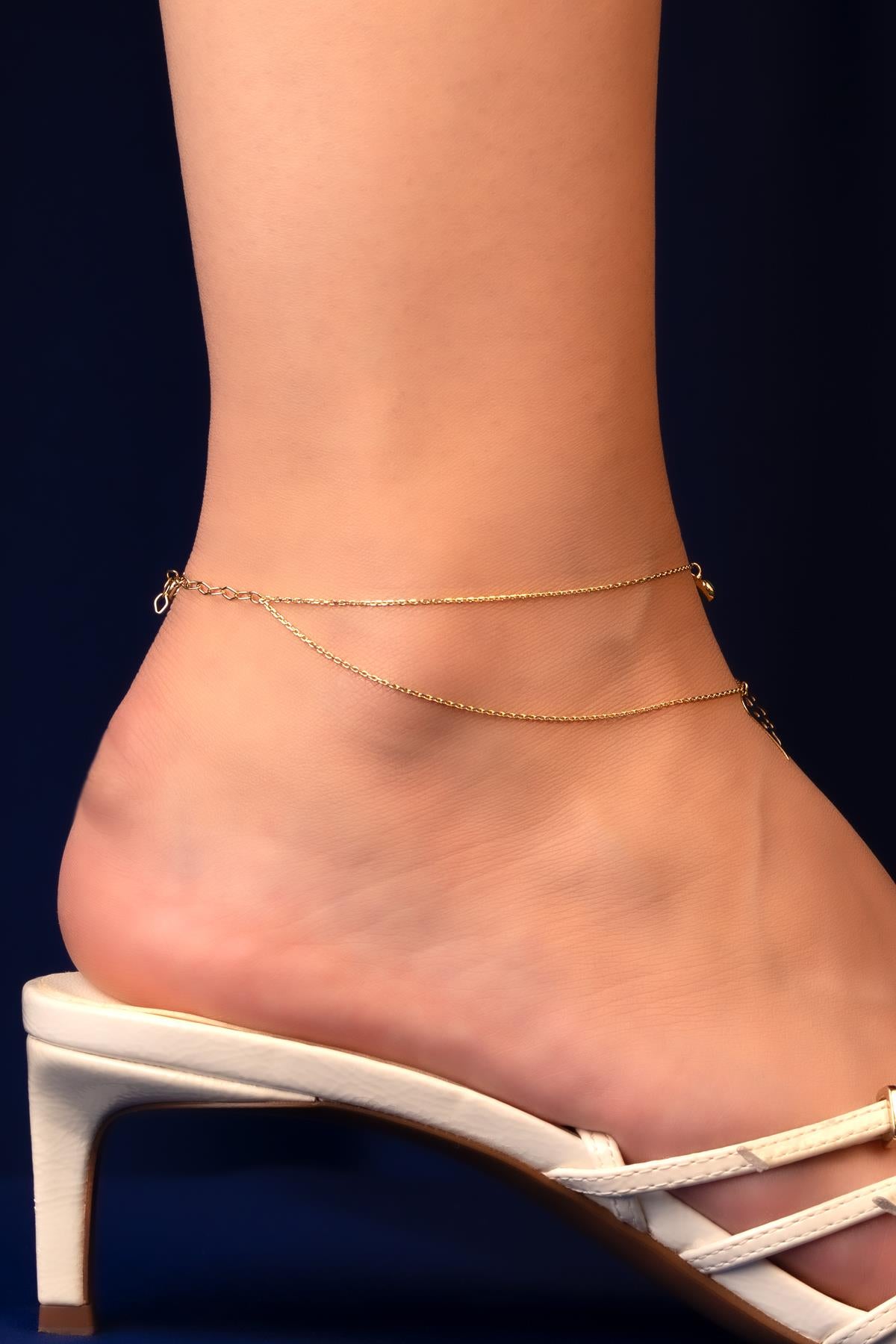 14ct Gold Turquoise Angel Wing Anklet
