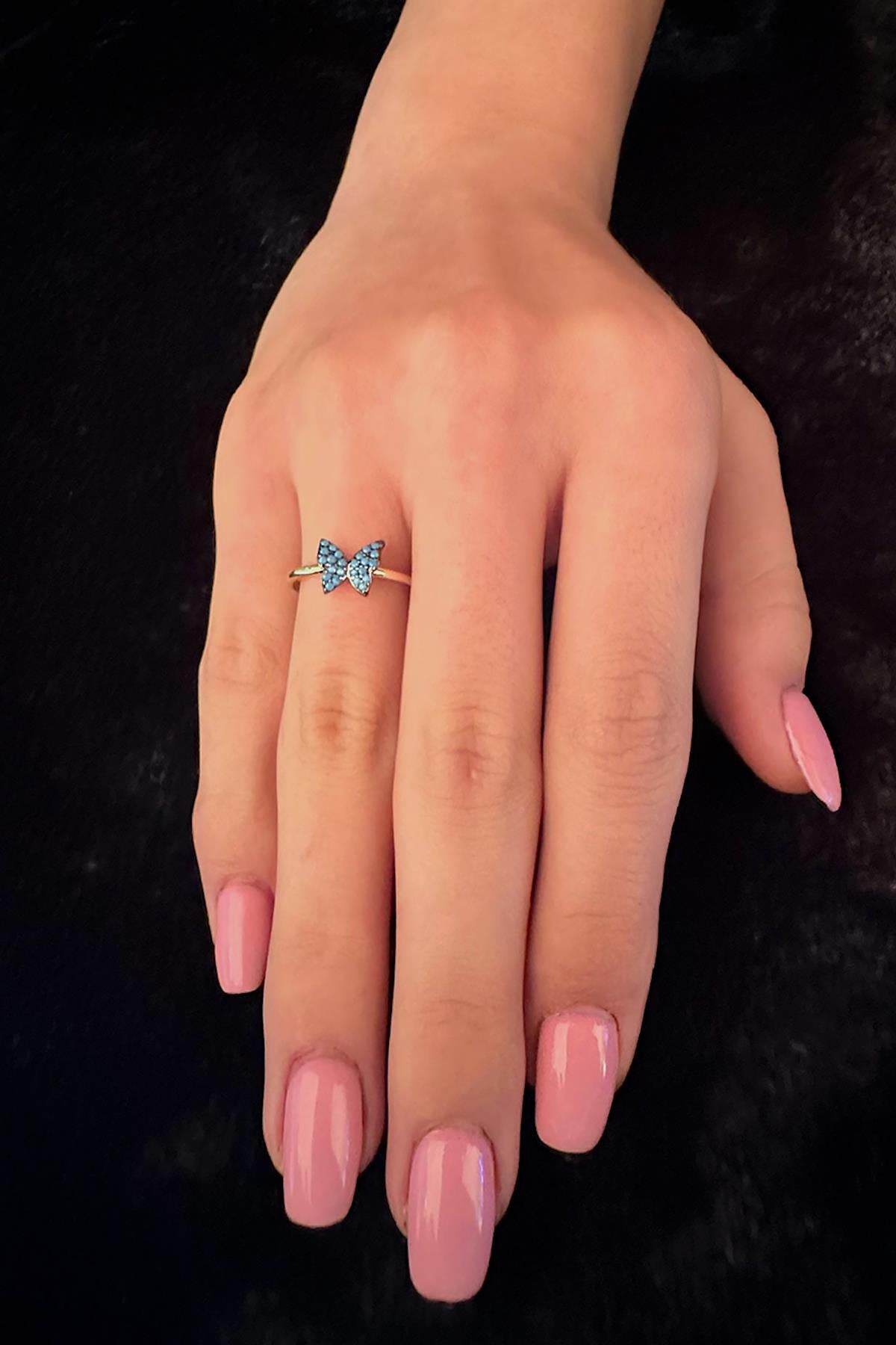 14ct Gold Turquoise Stone Butterfly Shaped Ring