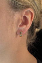 14ct Gold Two Tone Greek Key Hoop Eearrings