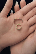 14ct Gold Two Tone Greek Key Hoop Eearrings