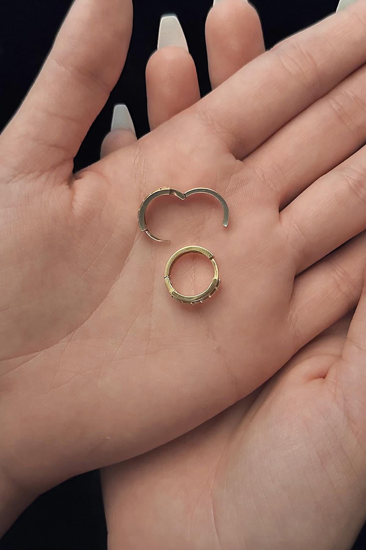 14ct Gold Two Tone Greek Key Hoop Eearrings