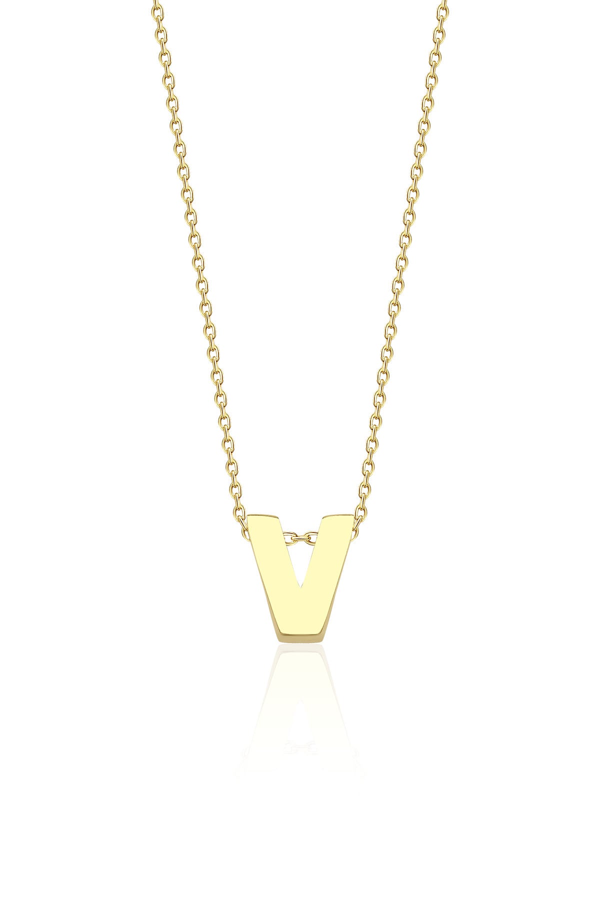 14ct Gold V Initial Necklace