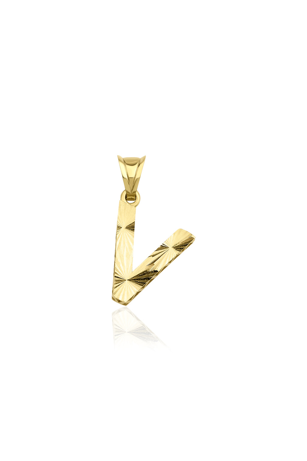 14ct Gold V Letter Mini Shine Pendant