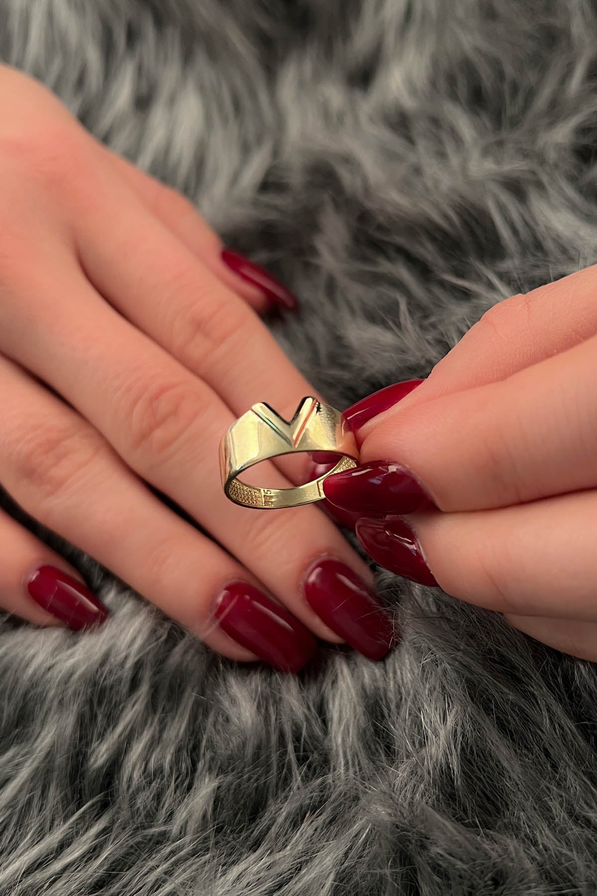 14K Gold V Shaped Ring