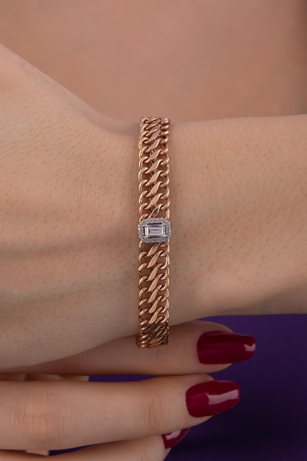 14K Gold vienna Baguette Bracelet