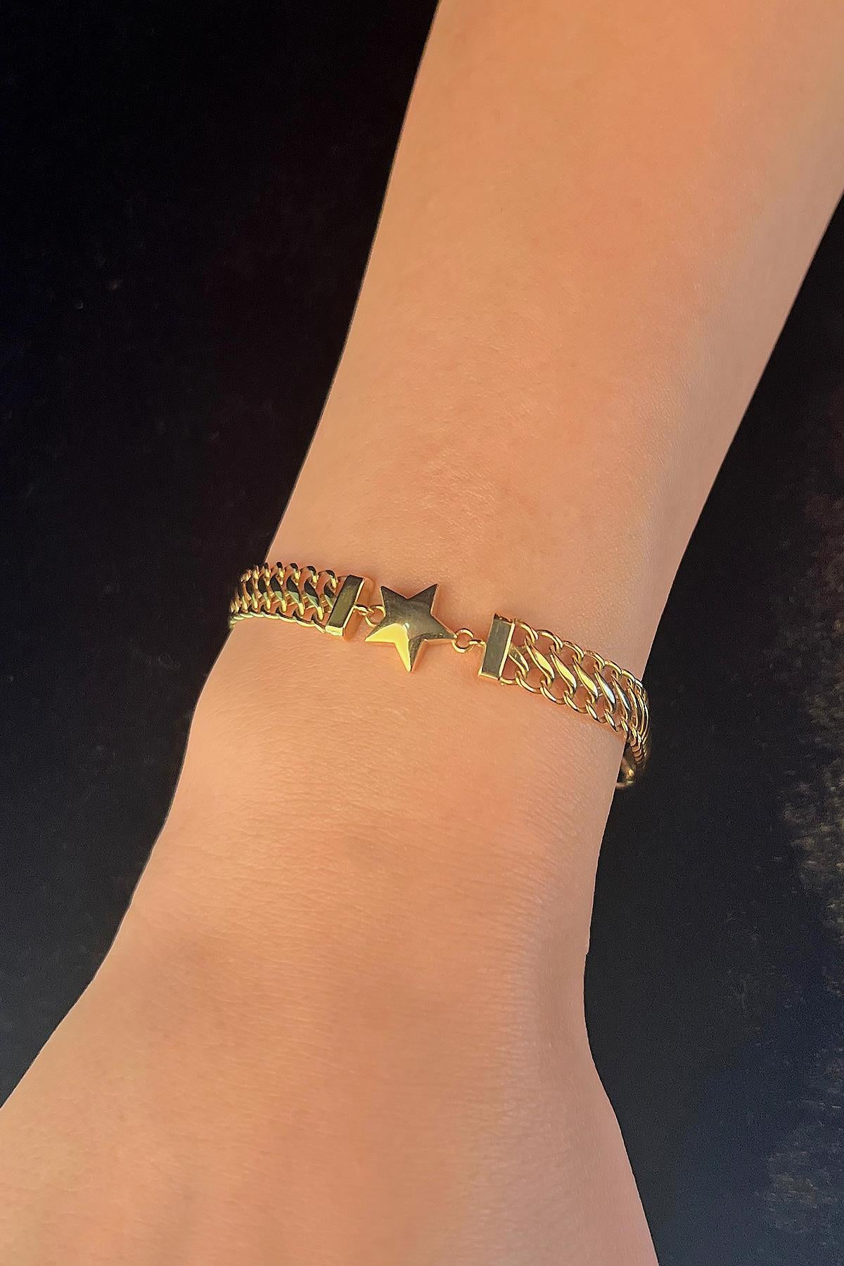 14ct Gold Vienna Bracelet With Star İn The Middle