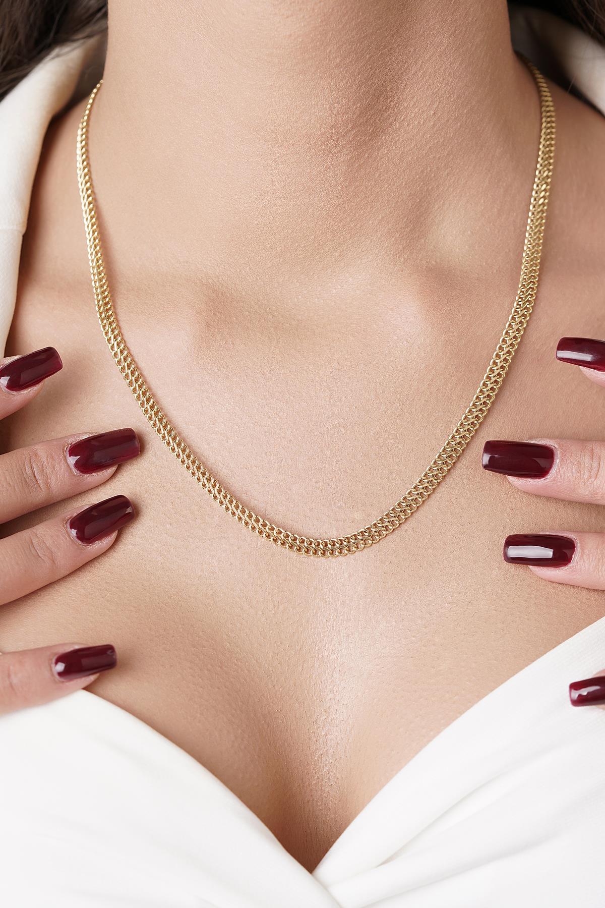 14ct Gold Vienna Double Curb Chain With Sailor Lock    0.157 inch