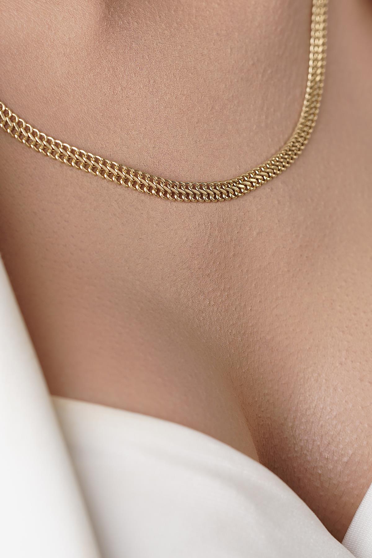 14ct Gold Vienna Double Curb Chain With Sailor Lock    0.157 inch