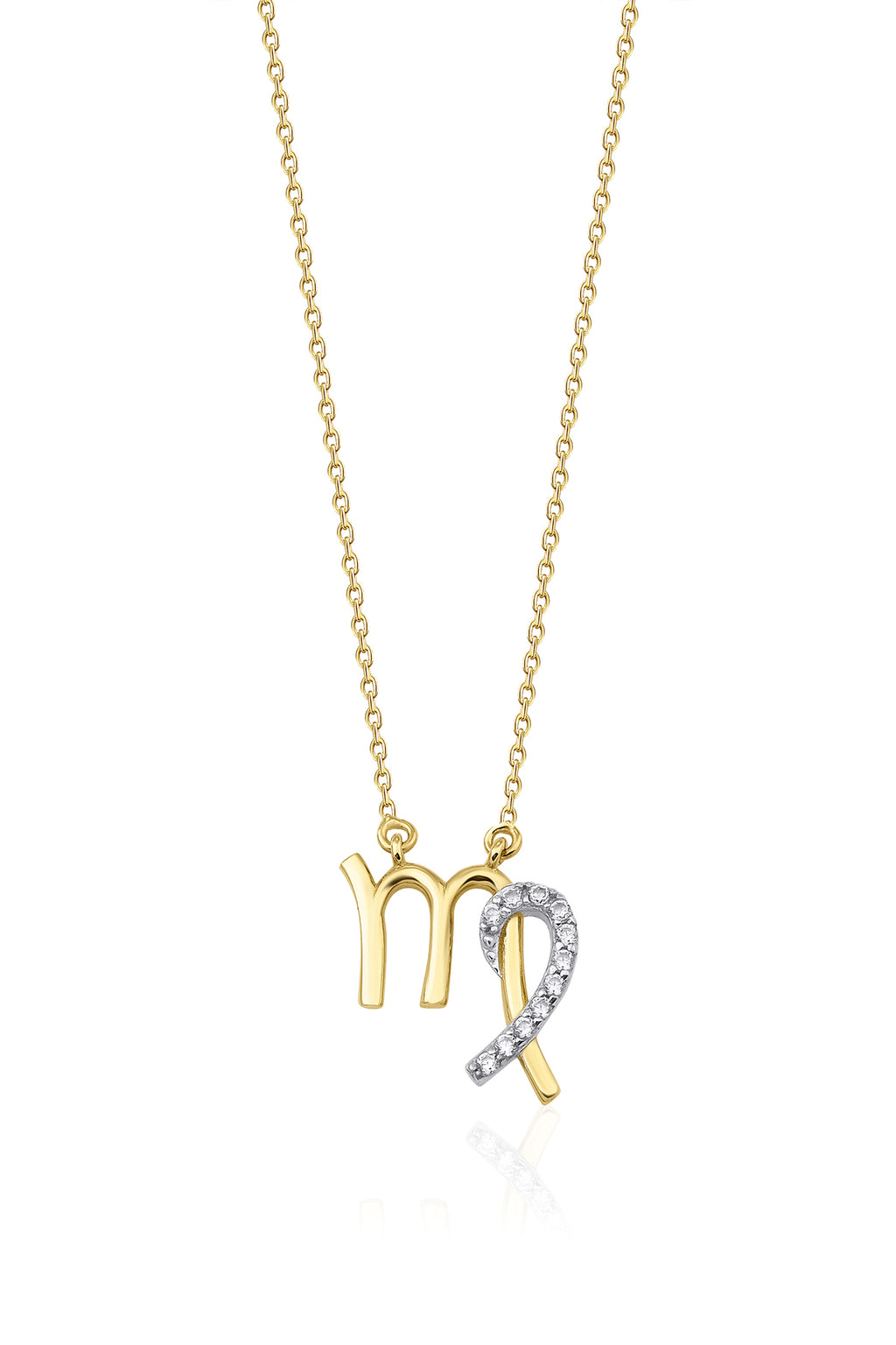 14ct Gold Virgo Zodiac Sign Necklace