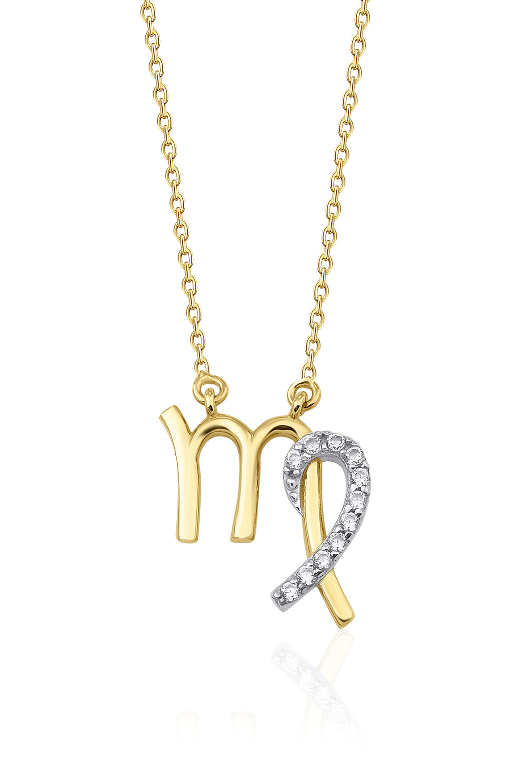 14ct Gold Virgo Zodiac Sign Necklace