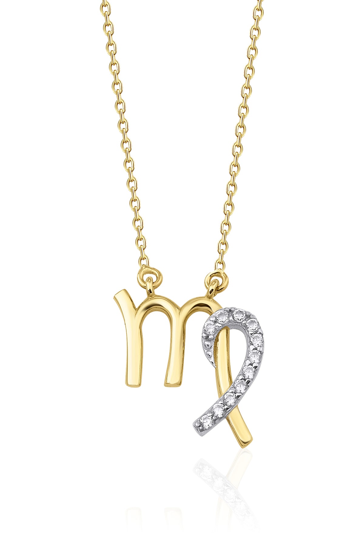 14ct Gold Virgo Zodiac Sign Necklace