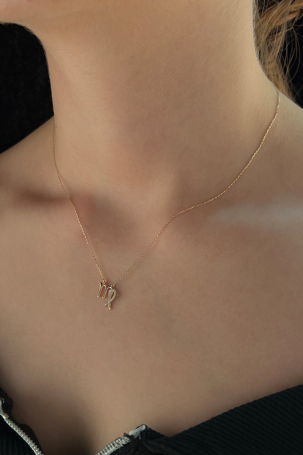 14ct Gold Virgo Zodiac Sign Necklace