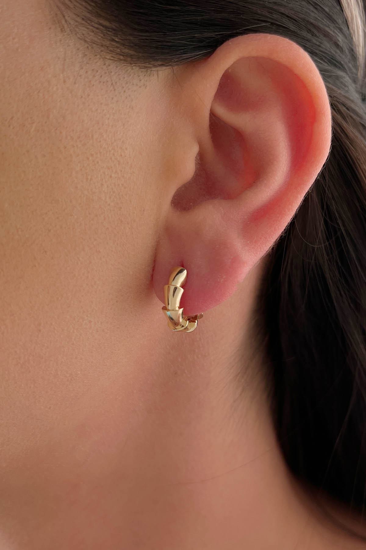 14K Gold Water Wave Hoop Earrings