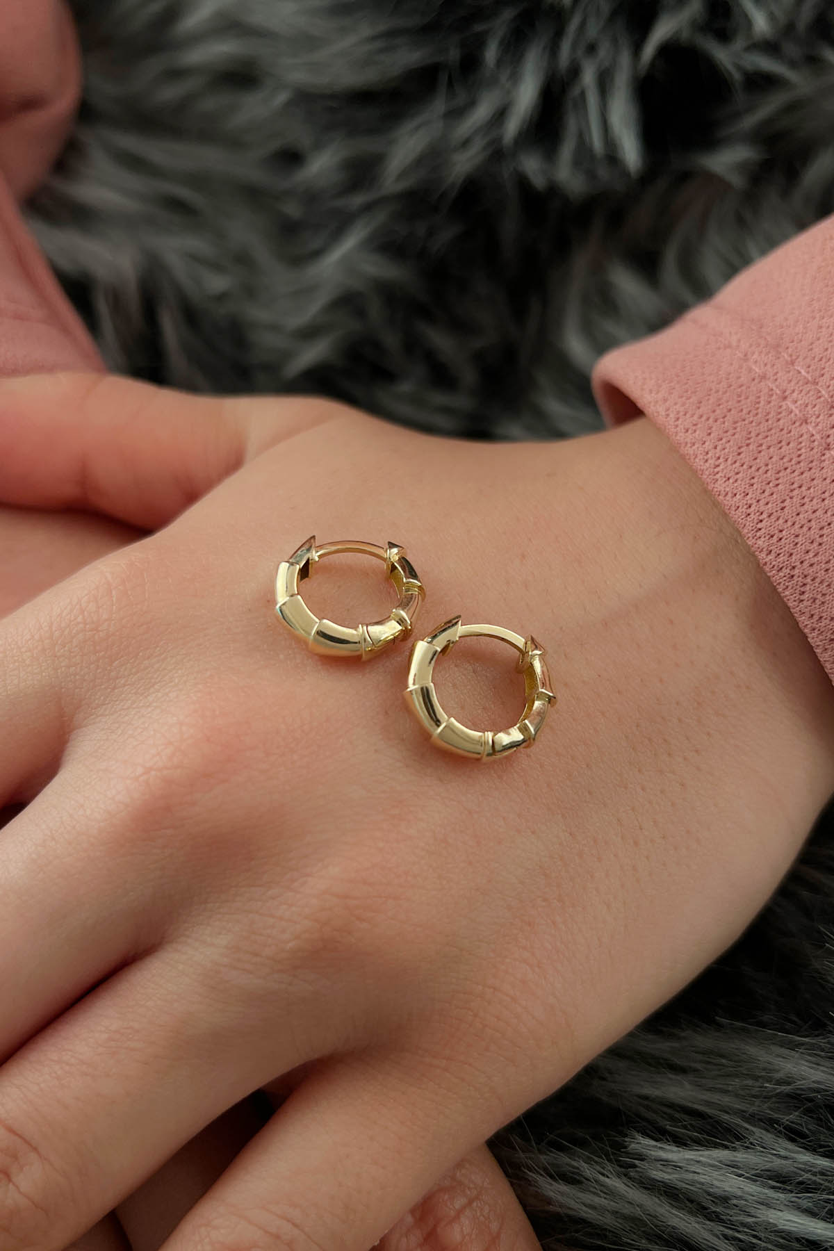 14K Gold Water Wave Hoop Earrings