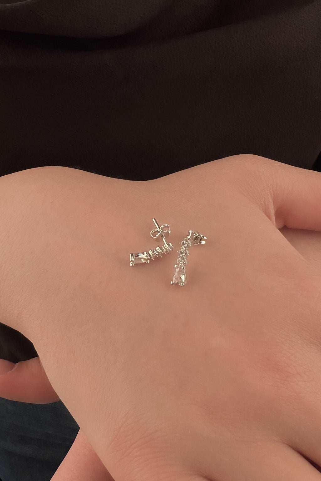 14ct Gold White Drop Stone Shape Drop Earrings