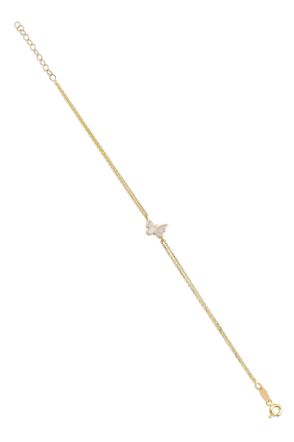 14ct Gold White Enamel Butterfly Bracelet