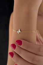 14ct Gold White Enamel Butterfly Bracelet