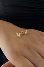 14ct Gold White Enamel Butterfly Shape Stud Earrings