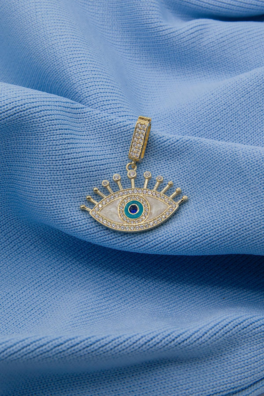 14ct Gold White Enamel  Evil Eye Charm