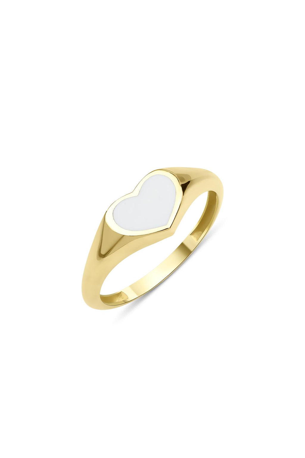 14ct Gold White Enamel Heart Shaped Ring