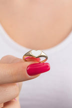 14ct Gold White Enamel Heart Shaped Ring