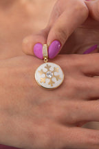 14ct Gold White Enamel Snowflake Charm
