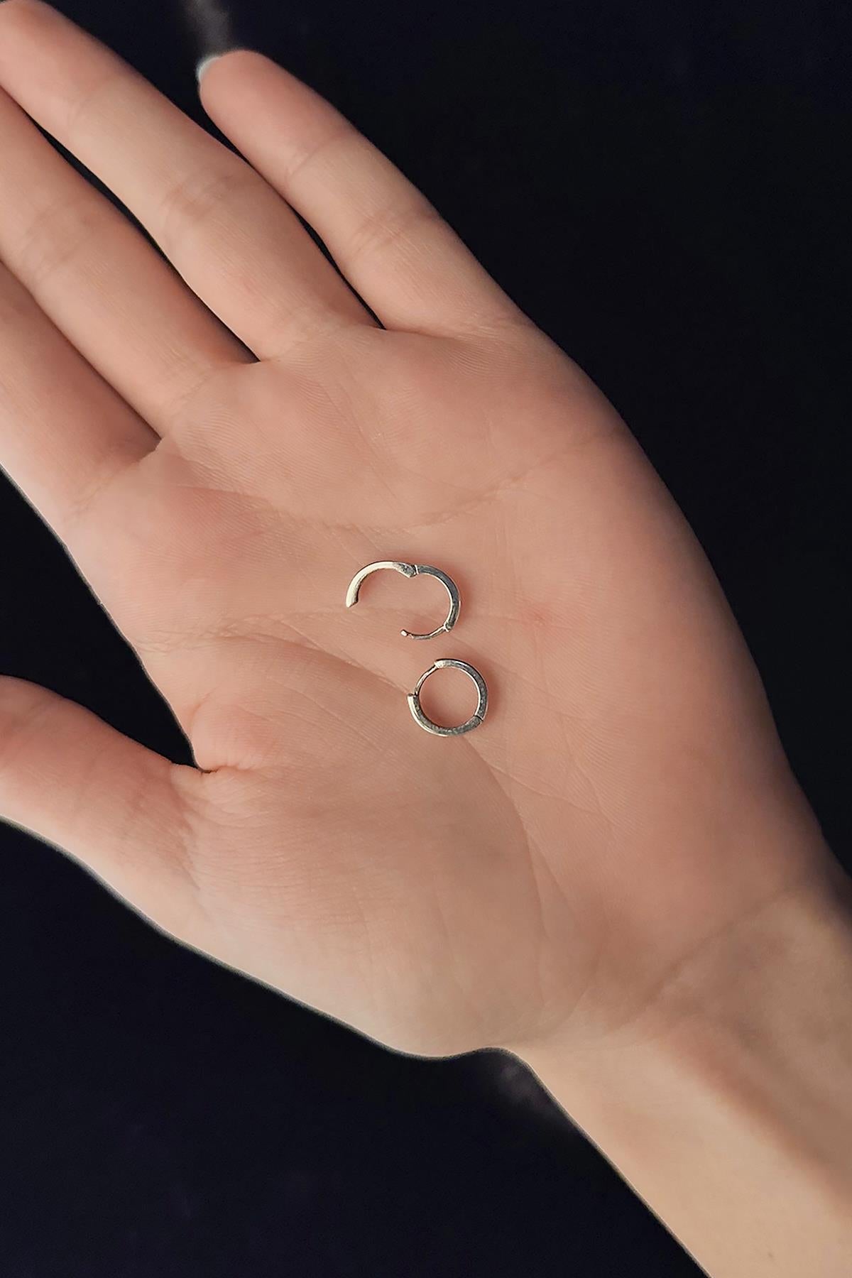 14K Gold White Small Gold Faceted Hoop Earrings