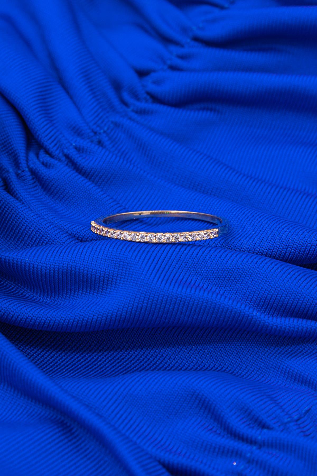 14ct Gold White Stone Half-Eternity Band Ring