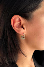 14ct Gold White Stone Star Huggie Earrings