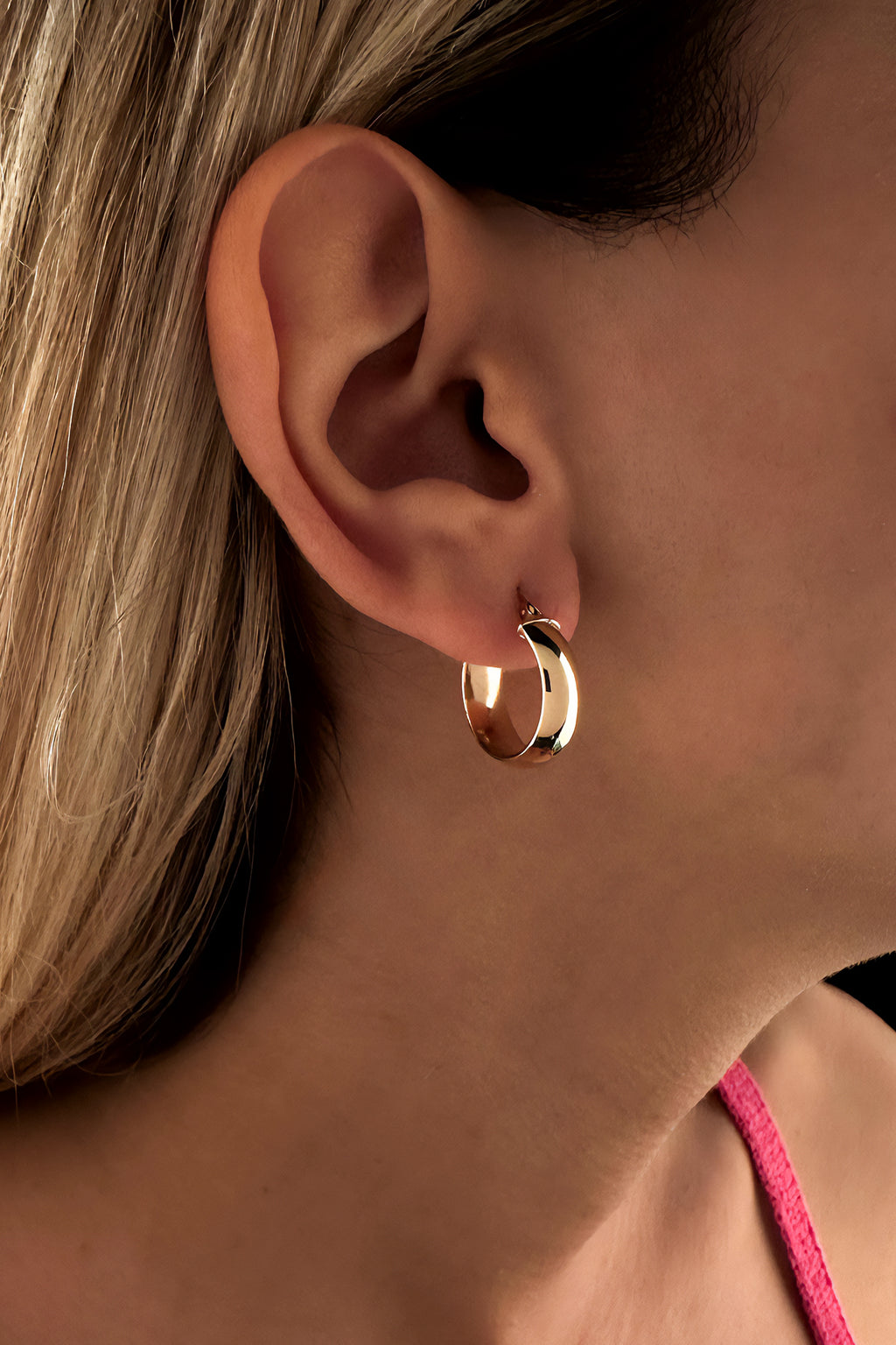 14ct Gold Wide Hoop Earrings 7