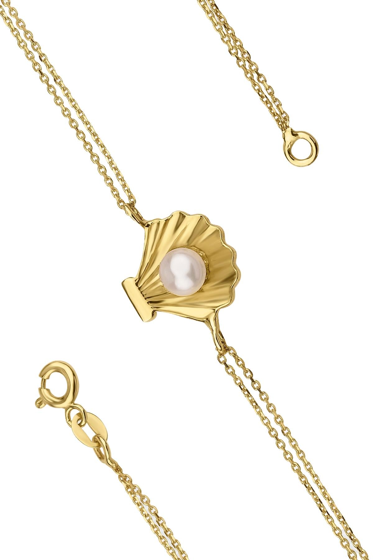 14ct Gold Wide Oyster Pearl Bracelet