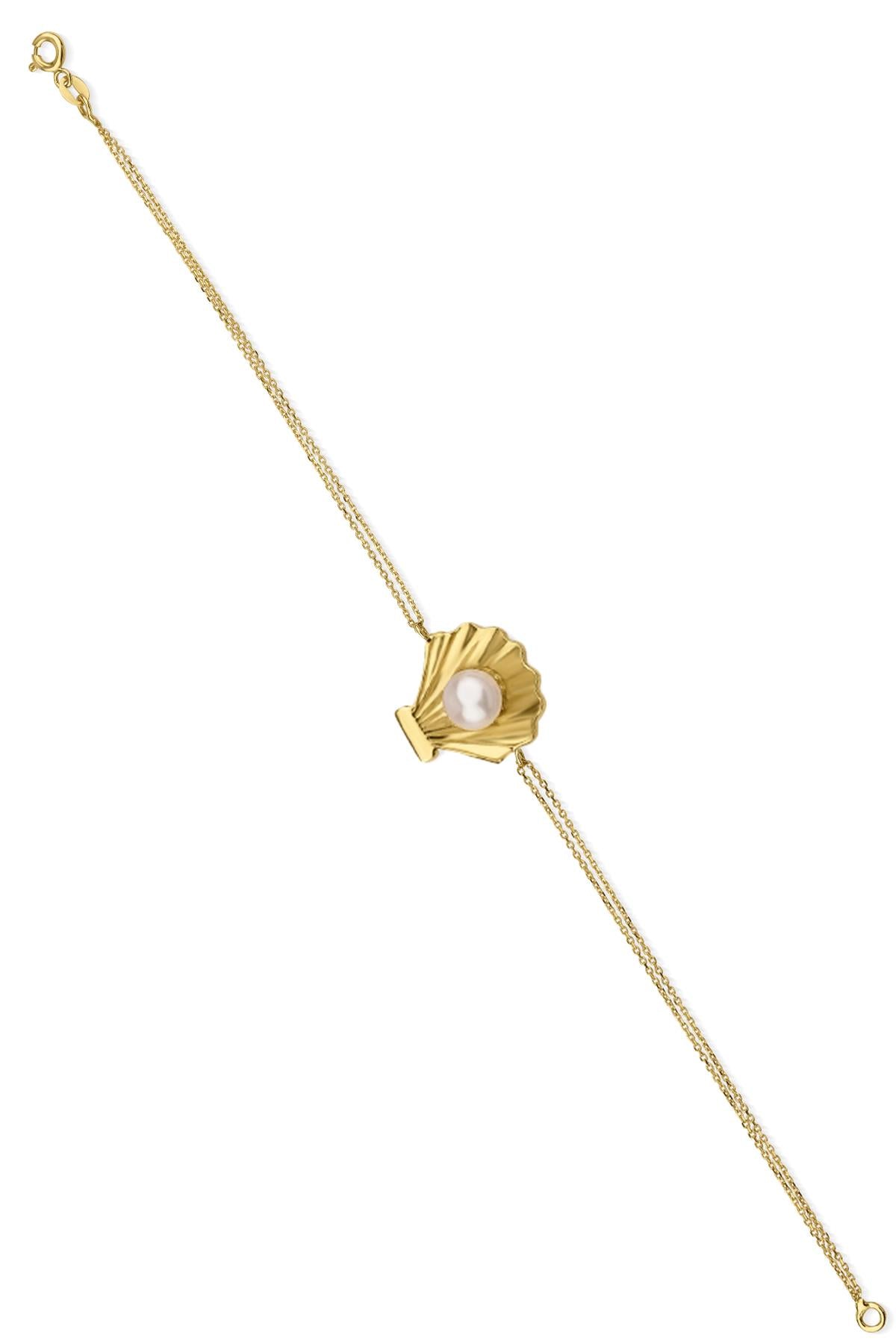 14ct Gold Wide Oyster Pearl Bracelet