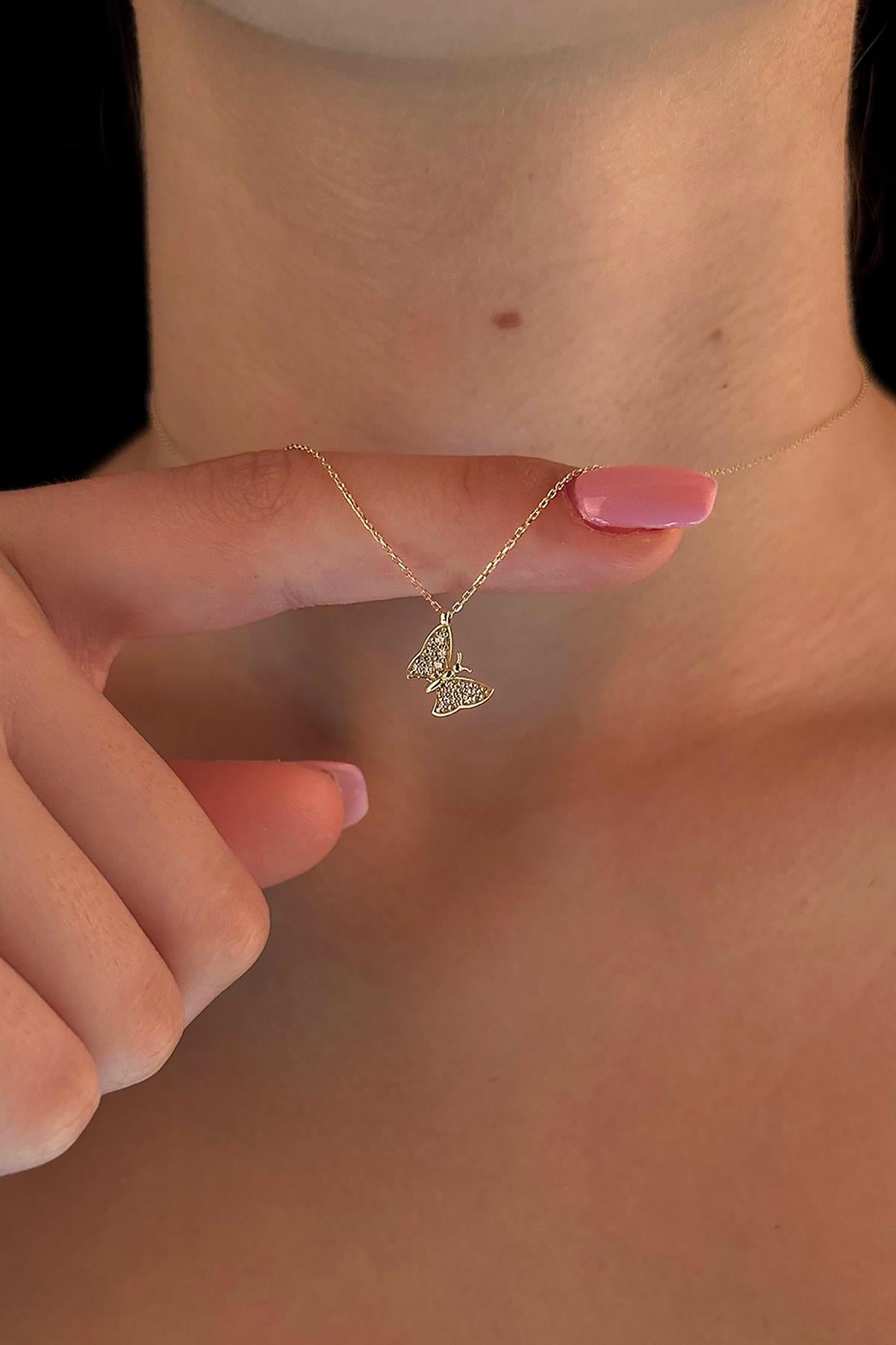 14K Gold Wings Butterfly Necklace