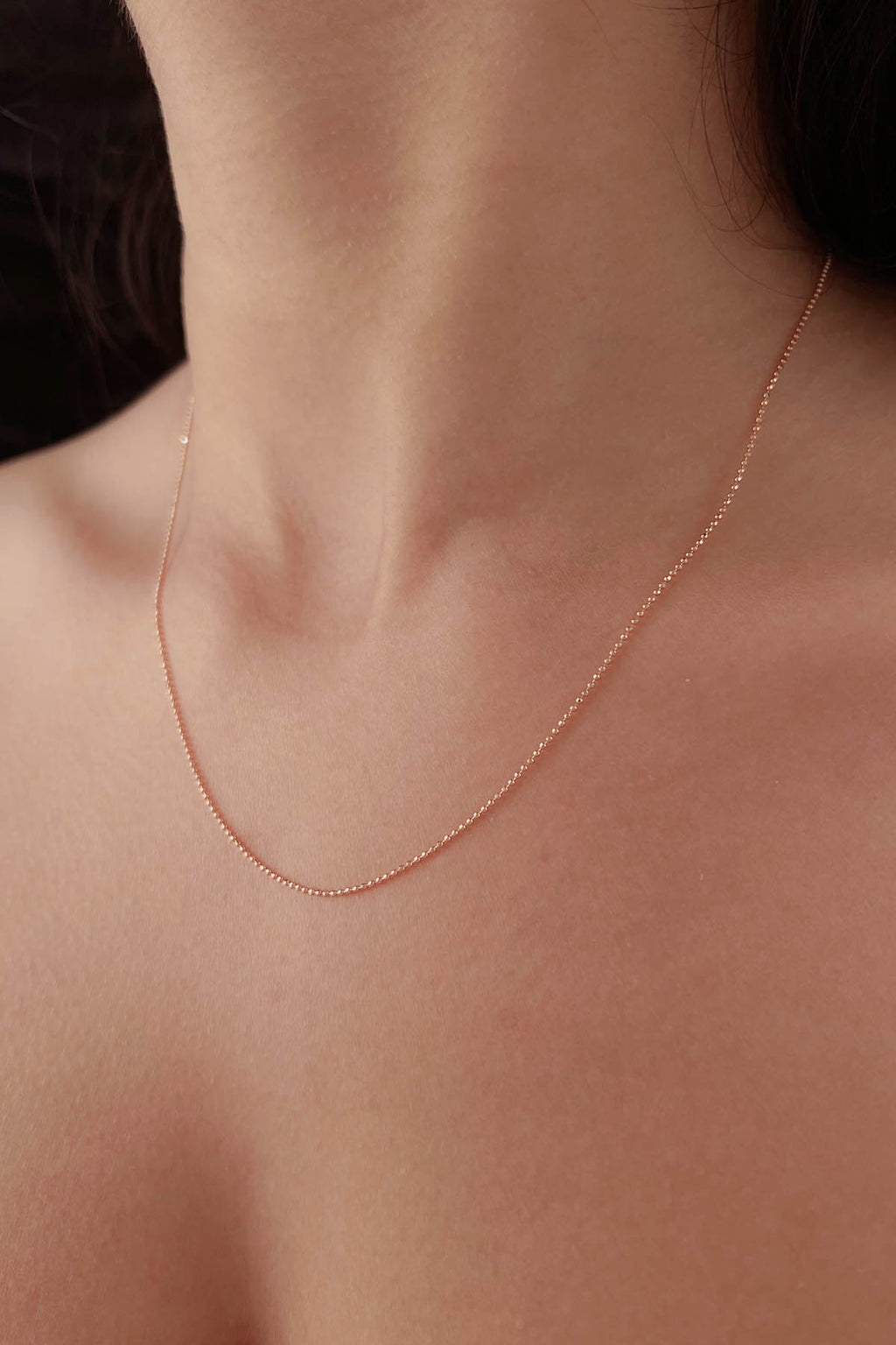 14ct Rose Gold Cube Ball Chain   0.039 inch