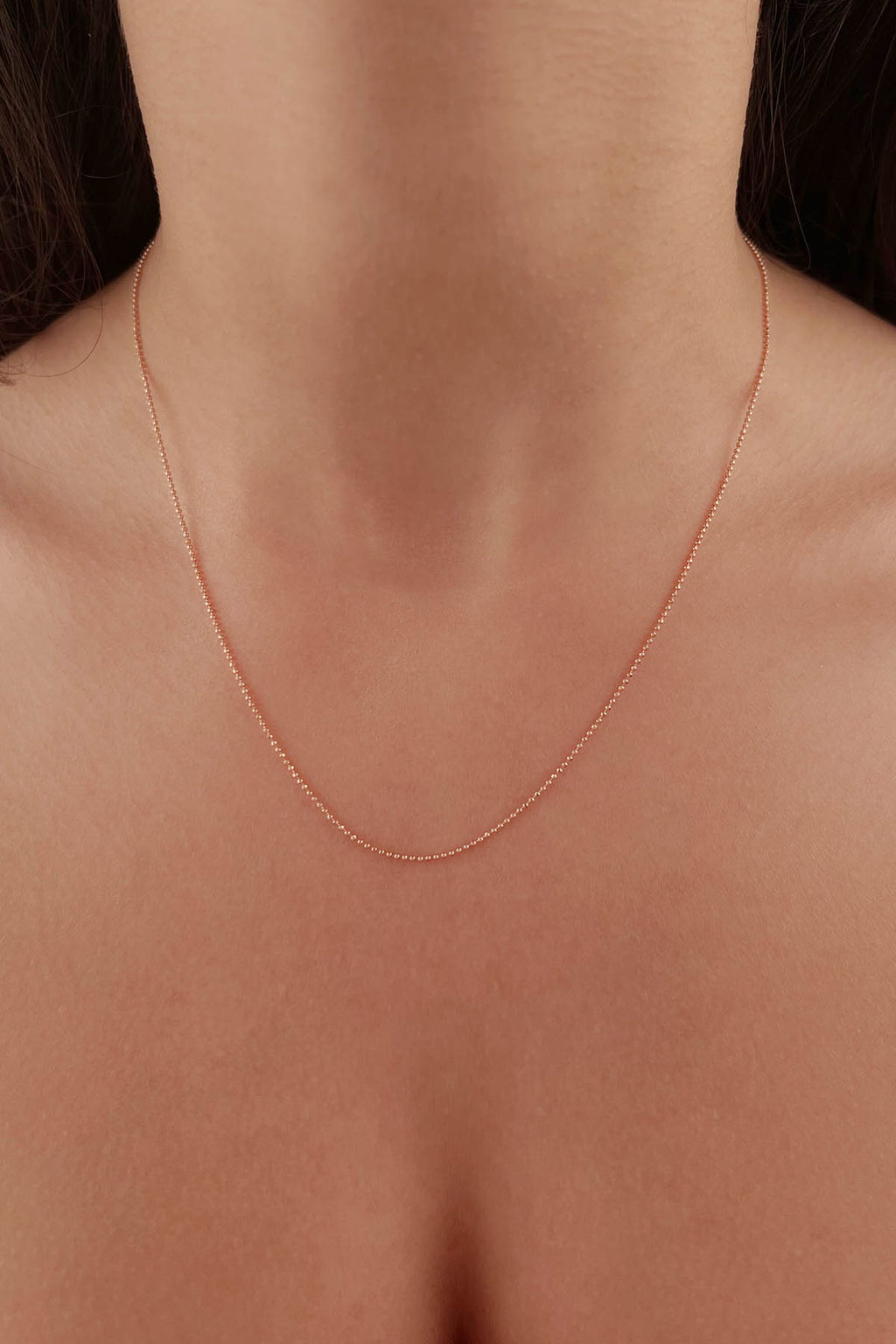 14ct Rose Gold Cube Ball Chain   0.039 inch