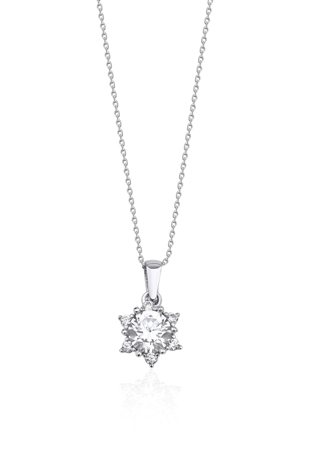 14ct White Gold Lotus Rose Necklace