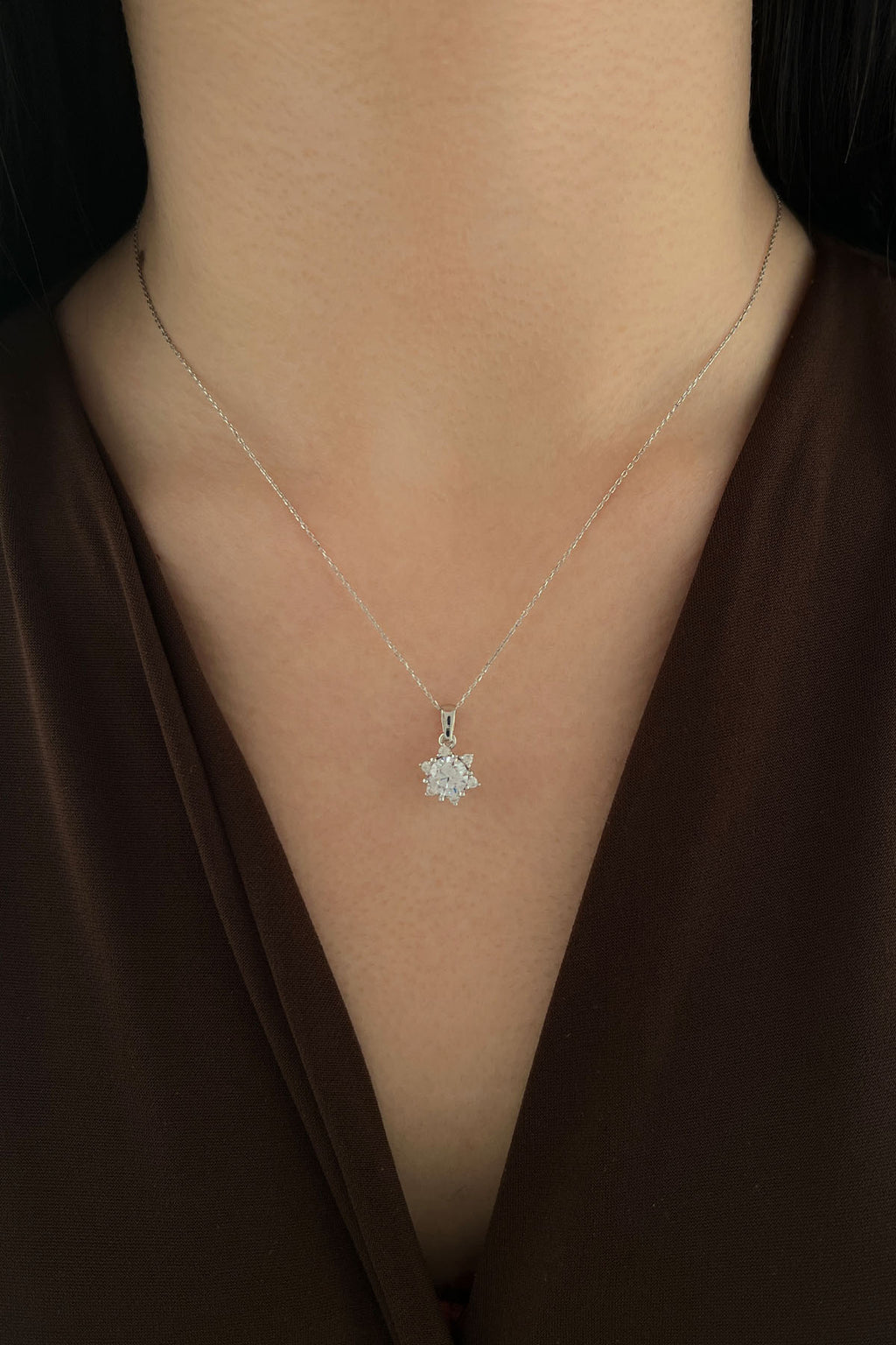 14ct White Gold Lotus Rose Necklace