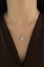 14ct White Gold Lotus Rose Necklace