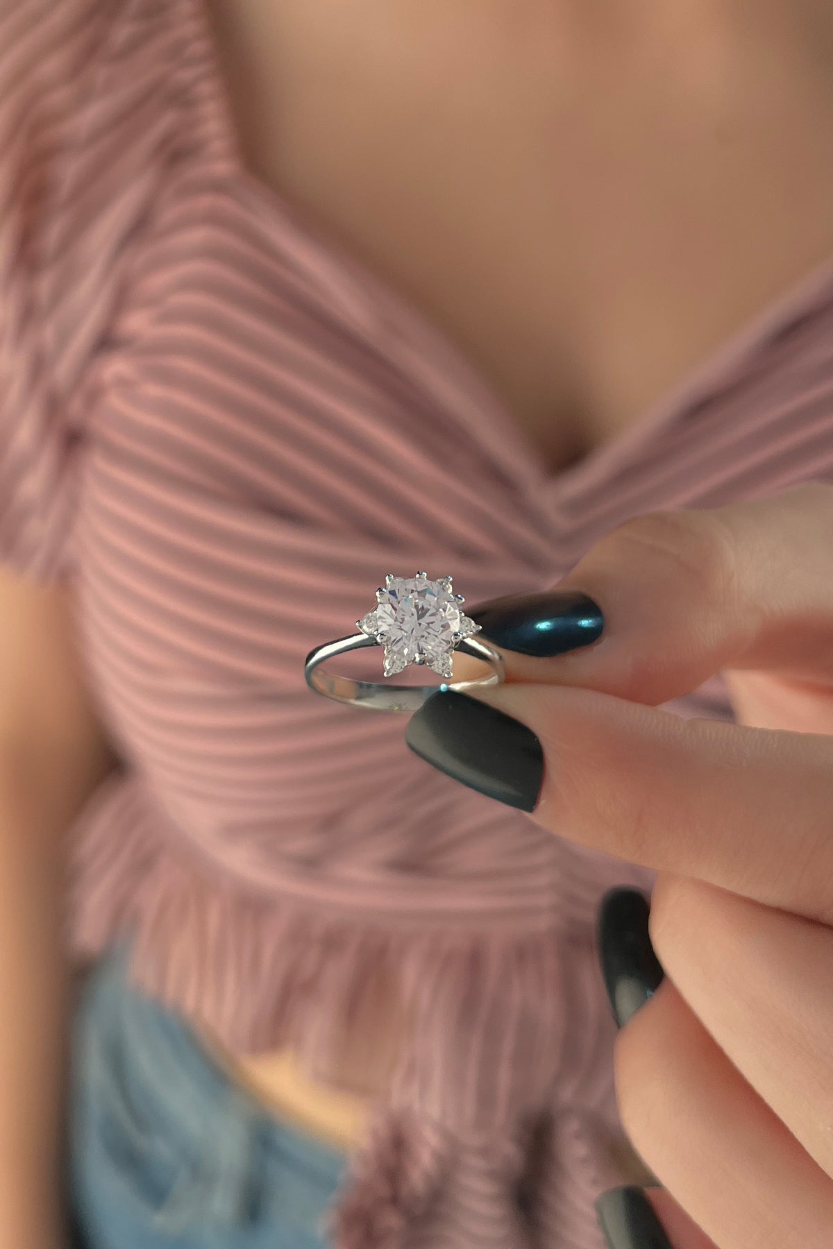 14ct White Gold Lotus Rose Ring 2